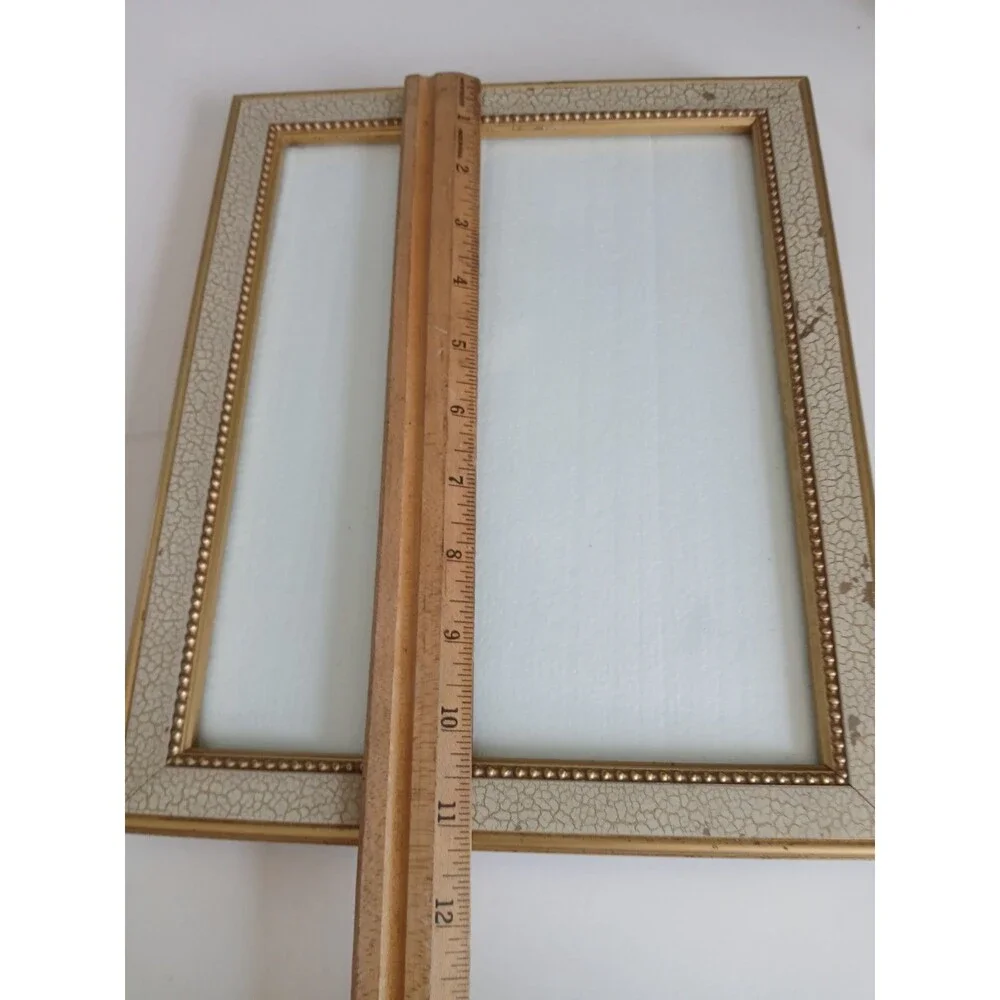 Vtg Burnes Picture Frame  Gold W Crackle Paint  Design 8 X 10